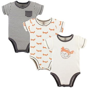 Touched by Nature Baby Boy Organic Cotton Bodysuits 3 pk Fox, 0-3 Months