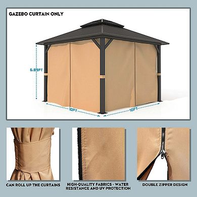 Aoodor Gazebo Curtain Replacement - Universal 4-Panel Sidewalls 10' x 10' (Curtain Only)