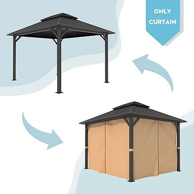 Aoodor Gazebo Curtain Replacement - Universal 4-Panel Sidewalls 10' x 10' (Curtain Only)