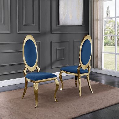 Best Quality Furniture Gold Stainless Steel Frame Upholstered Dining Side Chair (Set of 2)
