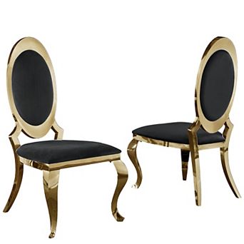 Best Quality Furniture Gold Stainless Steel Frame Upholstered Dining Side Chair (Set of 2)