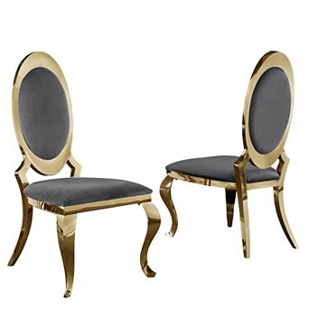 Best Quality Furniture Gold Stainless Steel Frame Upholstered Dining Side Chair (Set of 2)