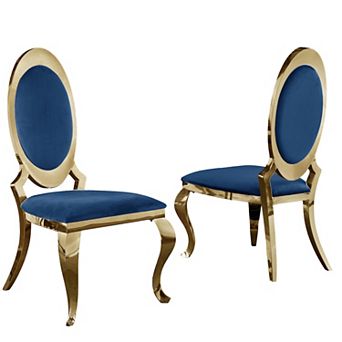 Best Quality Furniture Gold Stainless Steel Frame Upholstered Dining Side Chair (Set of 2)