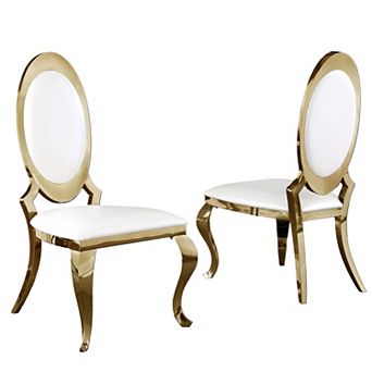 Best Quality Furniture Gold Stainless Steel Frame Upholstered Dining Side Chair (Set of 2)
