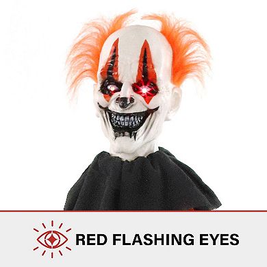 Animatronic Clown Tree Hugger with Movement, Sounds, and Lights Halloween Decoration