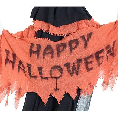 Animatronic Clown Tree Hugger with Movement, Sounds, and Lights Halloween Decoration