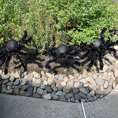 3-Piece Light Up Spider Stakes Halloween Decoration