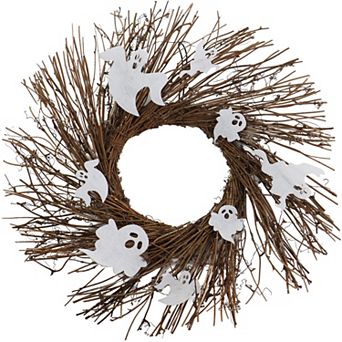 20" Battery Operated Natural Twig Halloween Wreath