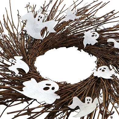 20" Battery Operated Natural Twig Halloween Wreath