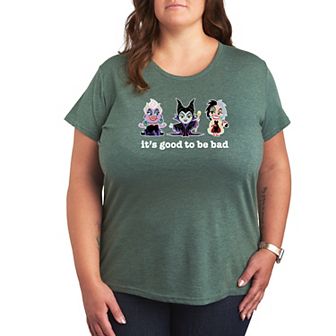 Disney Villain Cruella, Ursula & Maleficient Plus Size It's Good To Be Bad Graphic Tee