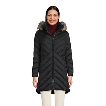 Petite Lands’ End Insulated Cozy Fleece Lined Faux-Fur Trim Hood Puffer Coat