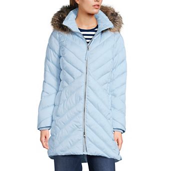 Petite Lands’ End Insulated Cozy Fleece Lined Faux-Fur Trim Hood Puffer Coat