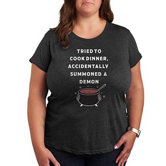 Plus Size Cook Summon Demon Graphic Tee