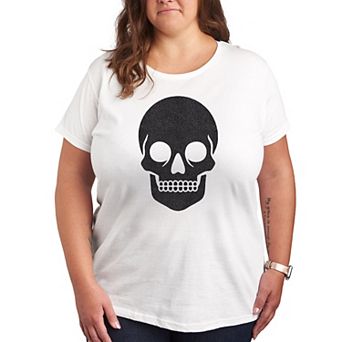 Plus Size Skull Sparkle Graphic Tee
