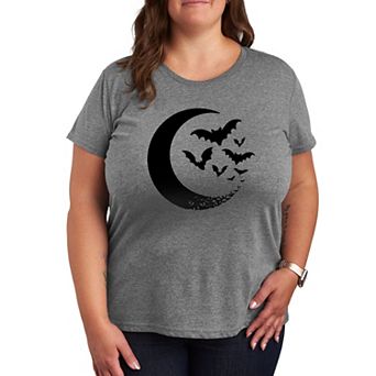 Plus Size Crescent Moon Bats Graphic Tee