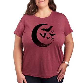 Plus Size Crescent Moon Bats Graphic Tee