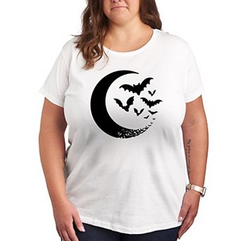 Plus Size Crescent Moon Bats Graphic Tee