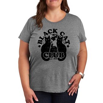 Plus Size Black Cat Club Graphic Tee