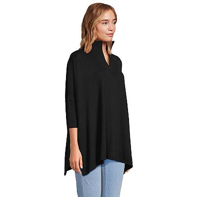 Women s Lands End Lofty Quarter Zip Poncho Sweater