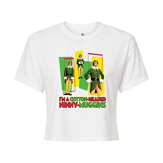 Juniors' Elf Cotton Headed Ninny-Muggins Cropped Graphic Tee