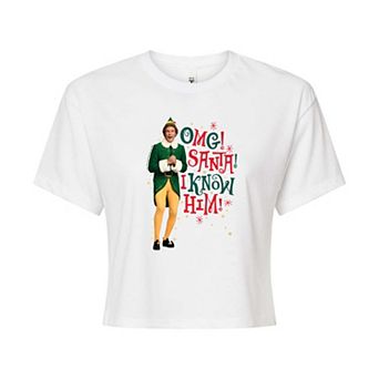 Juniors' Elf OMG I Know Him Cropped Graphic Tee