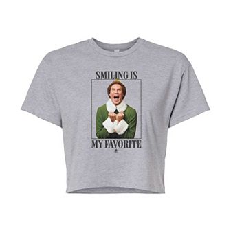 Juniors' Elf Smiling Is My Favorite Graphic Tee