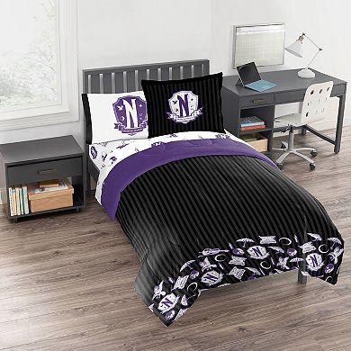 Wednesday Nevermore Patches Bedding Set