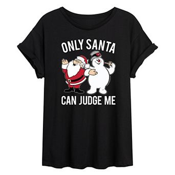 Juniors' Frosty The Snowman Only Santa Graphic Tee