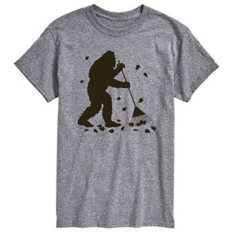 Big & Tall Sasquatch Raking Leaves Graphic Tee.