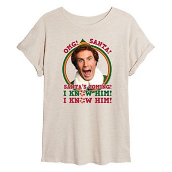 Juniors' Elf OMG Santa I Know Him Graphic Tee