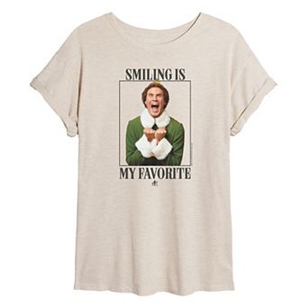 Juniors' Elf Smiling Is My Favorite Graphic Tee