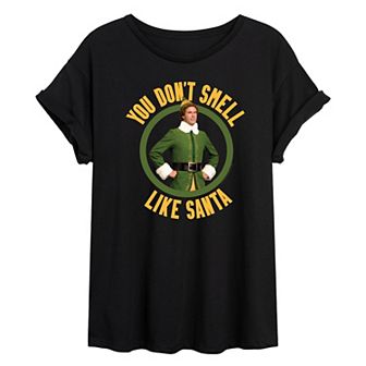 Juniors' Elf You Don't Smell Like Santa Graphic Tee