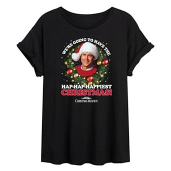 Juniors' Christmas Vacation Hap Hap Happiest Graphic Tee