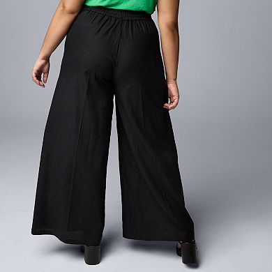 Plus Size Simply Vera Vera Wang Wide Leg Linen Pants