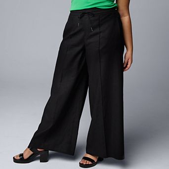 Plus Size Simply Vera Vera Wang Wide Leg Linen Pants