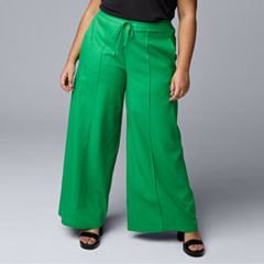 AUTOGRAPH - Plus Size - Womens Pants - Green Summer Cropped - Slim Leg  Cotton