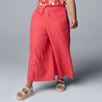 Plus Size Simply Vera Vera Wang Wide Leg Linen Pants