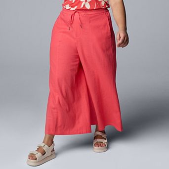 Plus Size Simply Vera Vera Wang Wide Leg Linen Pants