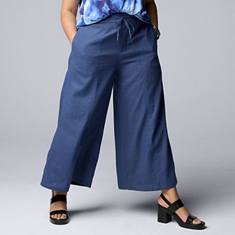 Plus Size Simply Vera Vera Wang Wide Leg Linen Pants