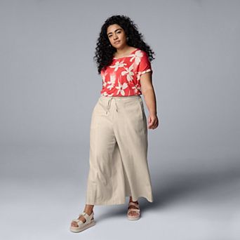 Plus Size Simply Vera Vera Wang Wide Leg Linen Pants