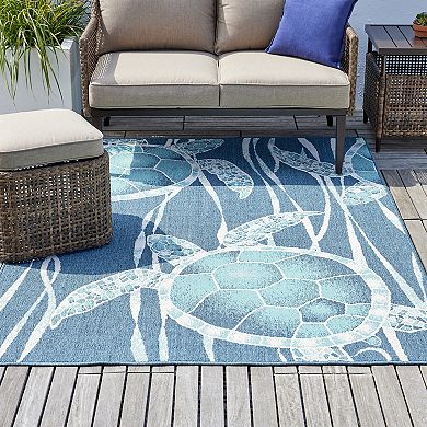 Sonoma Goods For Life® Swimming Turtles Indoor/Outdoor Area Rugs