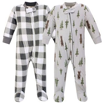 Hudson Baby Infant Boy Fleece Zipper Sleep and Play 2 pk Forest Bear