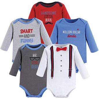 Infant Boy Cotton Long-Sleeve Bodysuits 5 pk