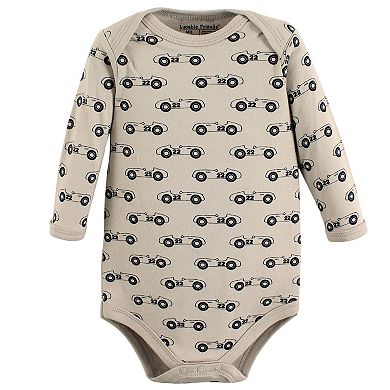 Luvable Friends Baby Boy Cotton Long-Sleeve Bodysuits 5pk, Speedy, 0-3 Months