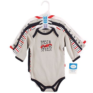 Luvable Friends Baby Boy Cotton Long-Sleeve Bodysuits 5pk, Speedy, 0-3 Months