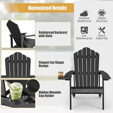 Hivvago Weather Resistant Hips Outdoor Adirondack Chair With Cup Holder