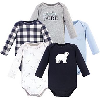 Hudson Baby Infant Boy Cotton Long-Sleeve Bodysuits 5 pk Polar Bear, 6-9 Months