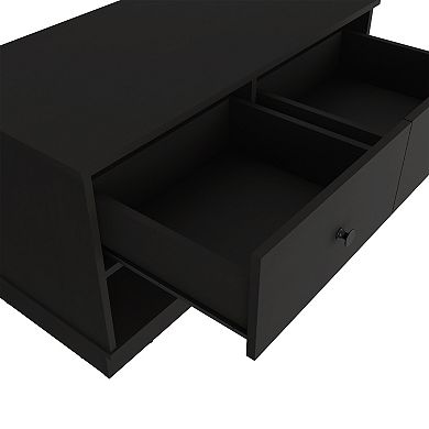 DEPOT E-SHOP Uranus Storage Bench, Two Drawers, Two Open Shelves, Black