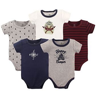 Yoga Sprout Baby Boy Cotton Bodysuits 5 pk Happy Camper