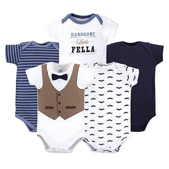 Little Treasure Baby Boy Cotton Bodysuits 5 pk Handsome Fella